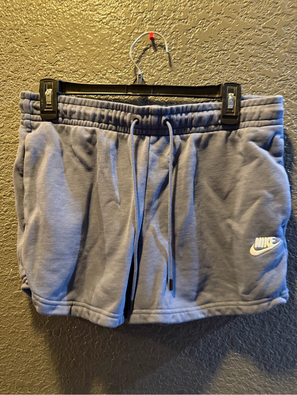 Nike Women's Gray-Blue Fleece Drawstring Athletic Shorts